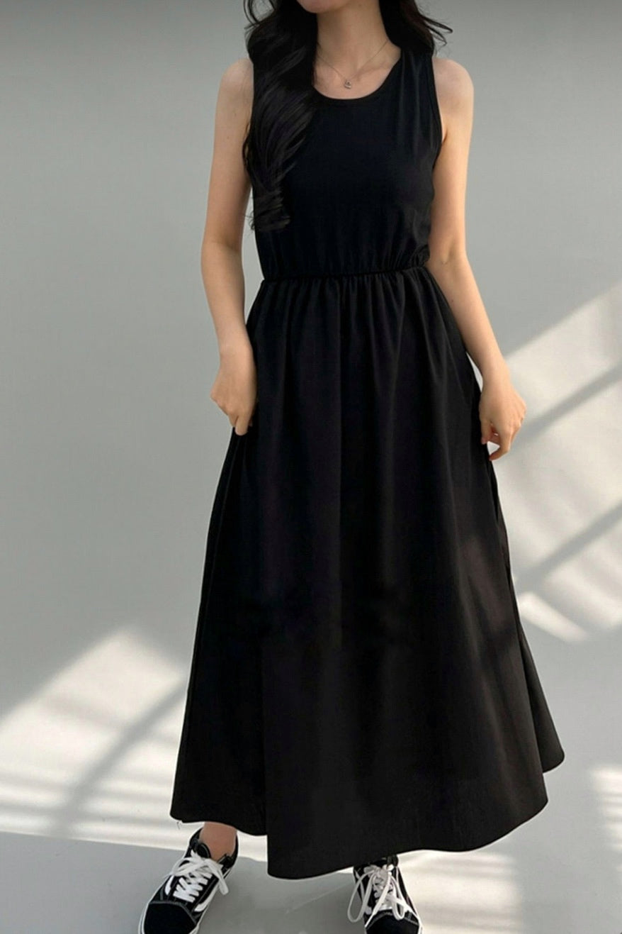 sleeveless cotton one-piece