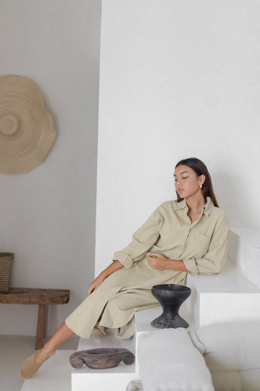 weekly shirt dress - beige
