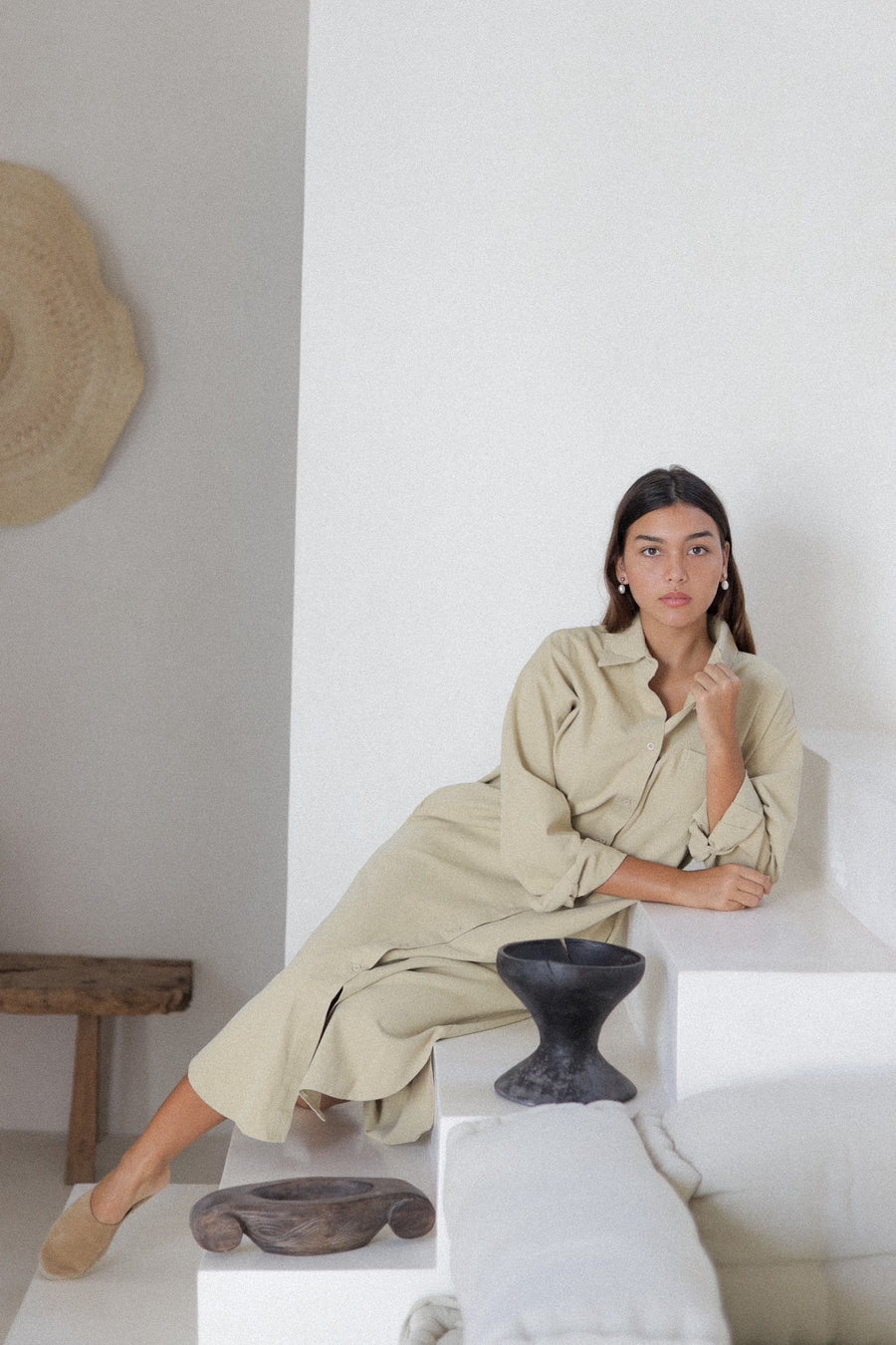 weekly shirt dress - beige