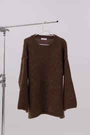 Cozy Knit Three Pieces (scarf, sweater, pants) - brown