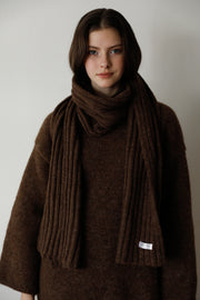 Cozy Knit Three Pieces (scarf, sweater, pants) - brown