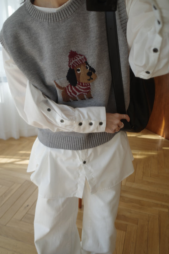 animal knit vest