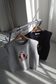 animal knit vest