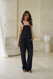 long denim overalls