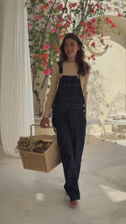 long denim overalls