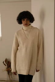 3way  embroidered  knit sweater (ivory)