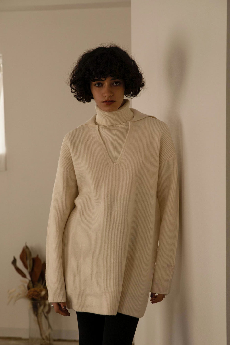 3way  embroidered  knit sweater (ivory)