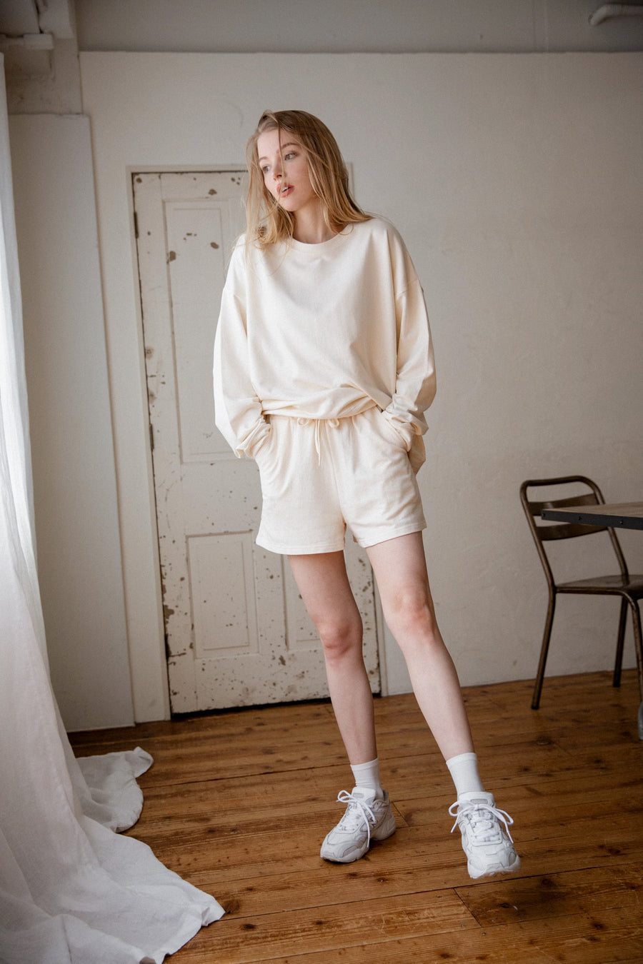 cozy sweatshirts Co-ord(CREAM)