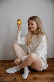 cozy sweatshirts Co-ord(CREAM)