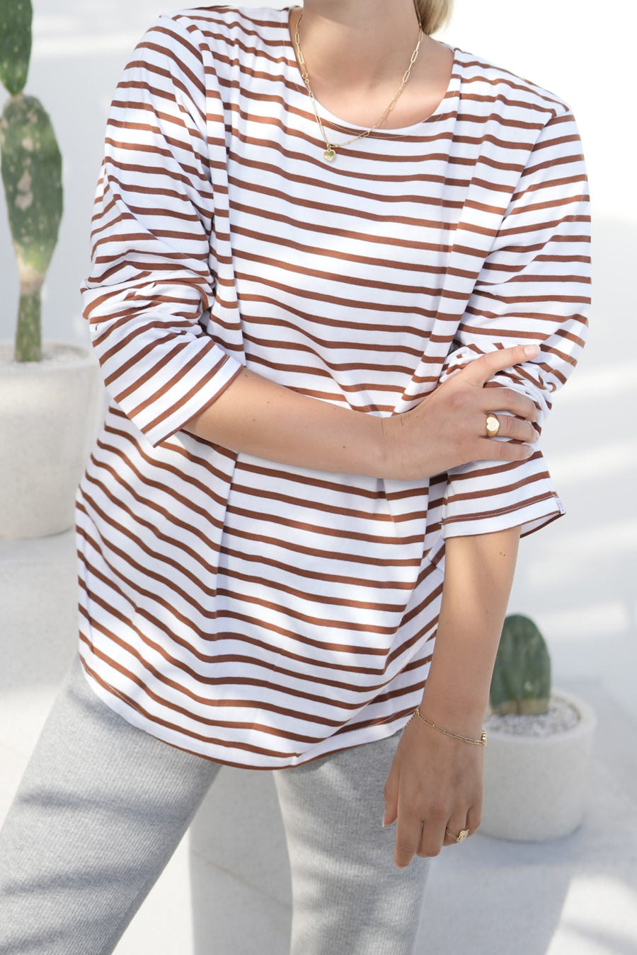 stripe tee - brown