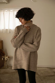 3way embroidered  knit (brown)