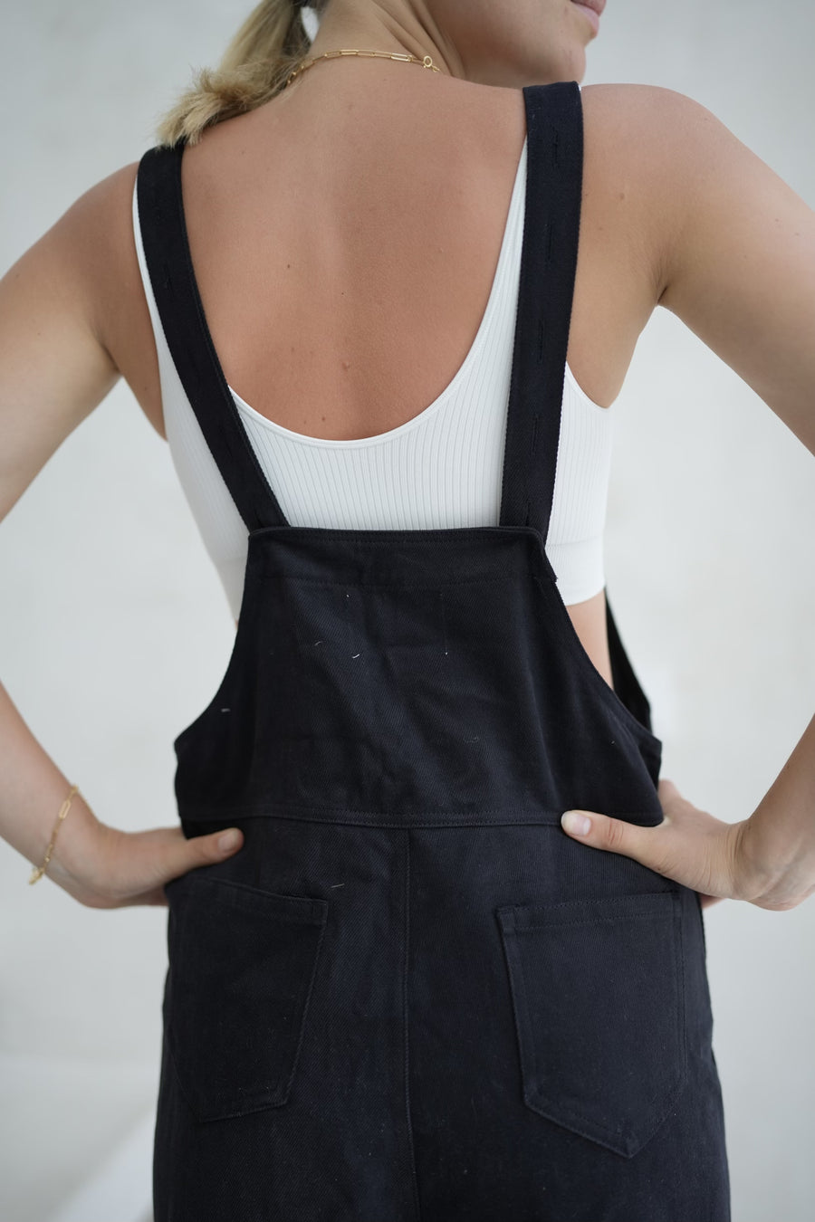 basic denim overalls (ivory,black)