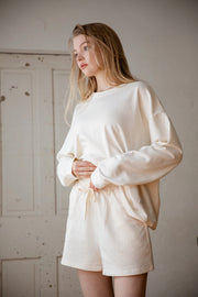 cozy sweatshirts Co-ord(CREAM)