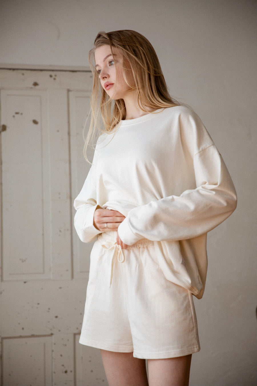 cozy sweatshirts Co-ord(CREAM)